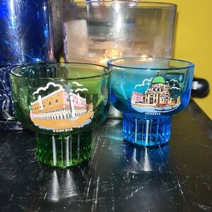 2 Venezia cappuccino/tea cups 2.5” tall stained glass